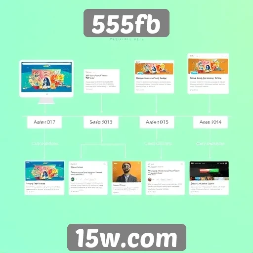 Evolução do design do site 555fb ao longo dos anos